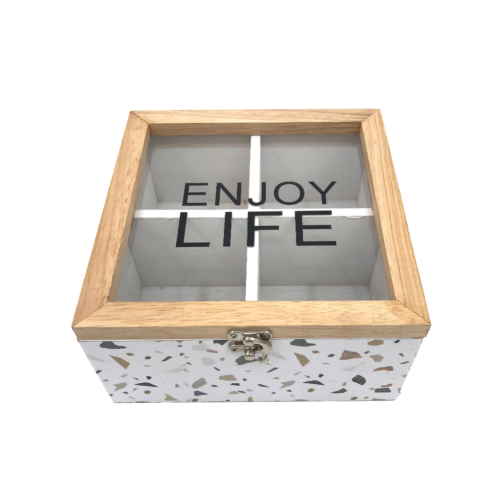 Boîte de rangement décorative en bois à tas à sous