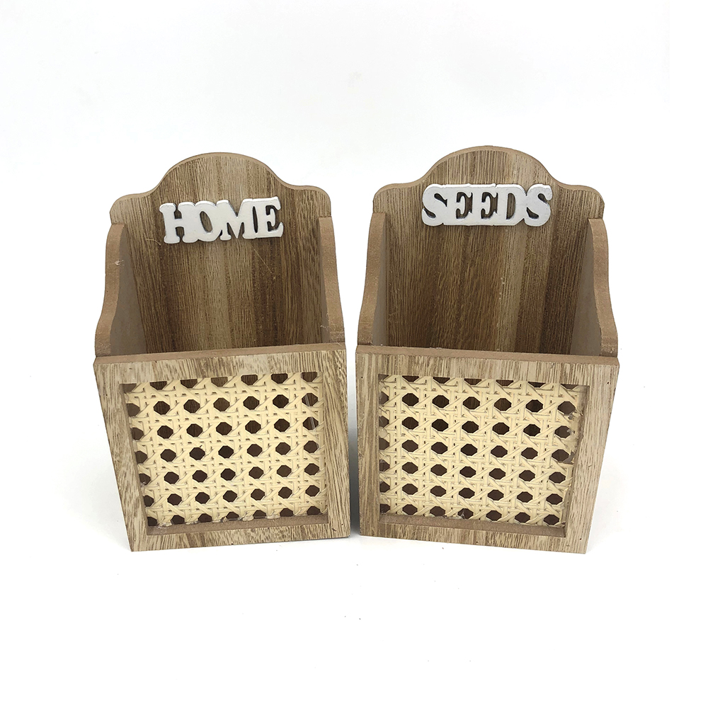 Boîte de rangement décorative en rotin de mélange en bois naturel
